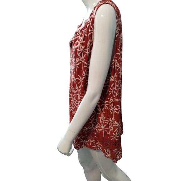 Crown & Ivy Women's XXL Tropical Sleeveless Resortwear Summer Crochet Palms Top - Picture 6 of 11